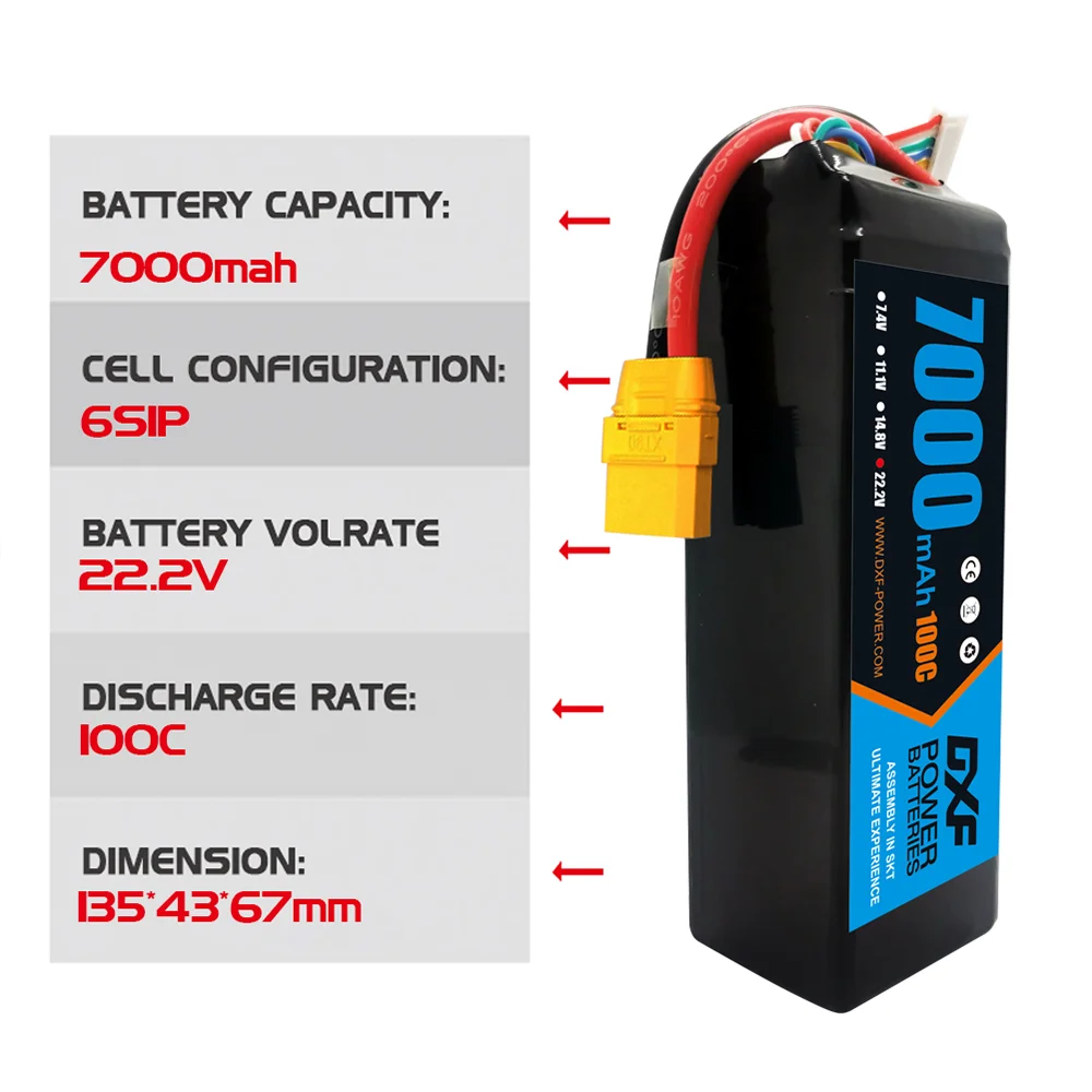 DXF 6S Lipo Batteria 22.2V 700 - 6S Lipo Battery 22.2V 5000Mah recensione e prezzo